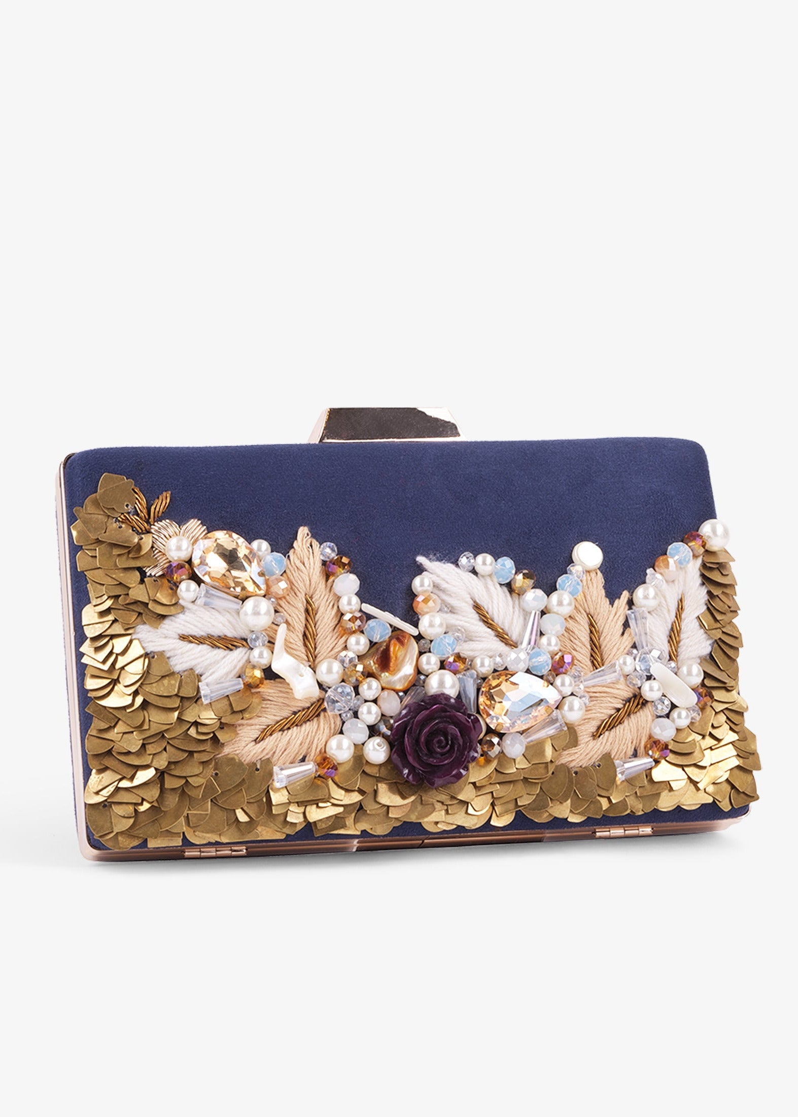 Embroidered clutch
