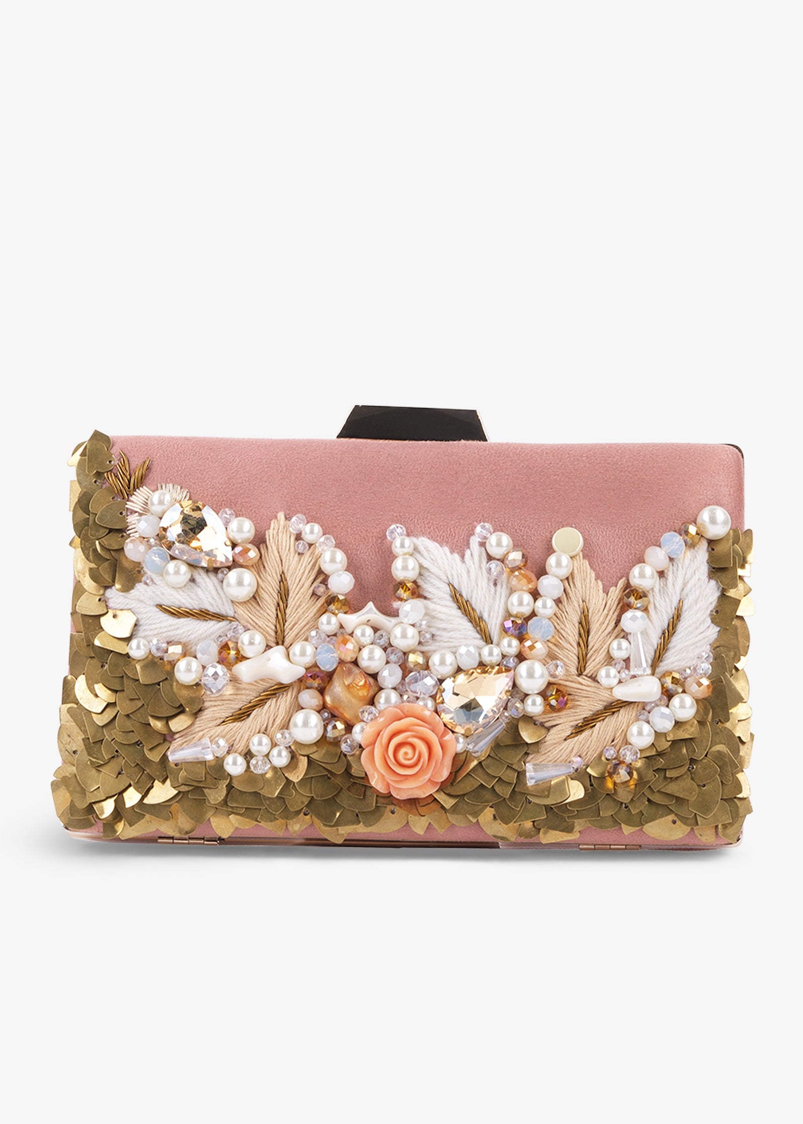 Embroidered clutch