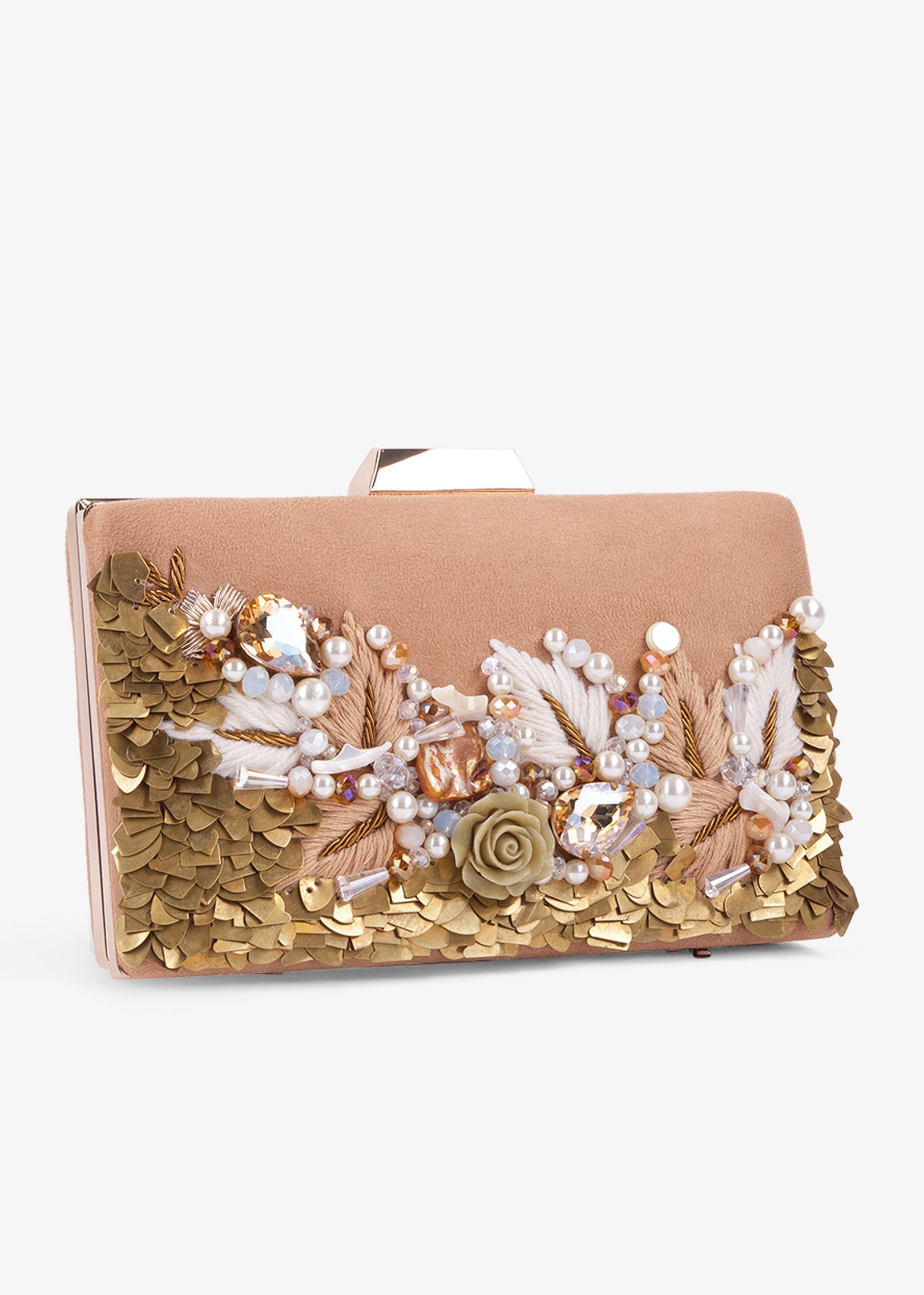 Embroidered clutch