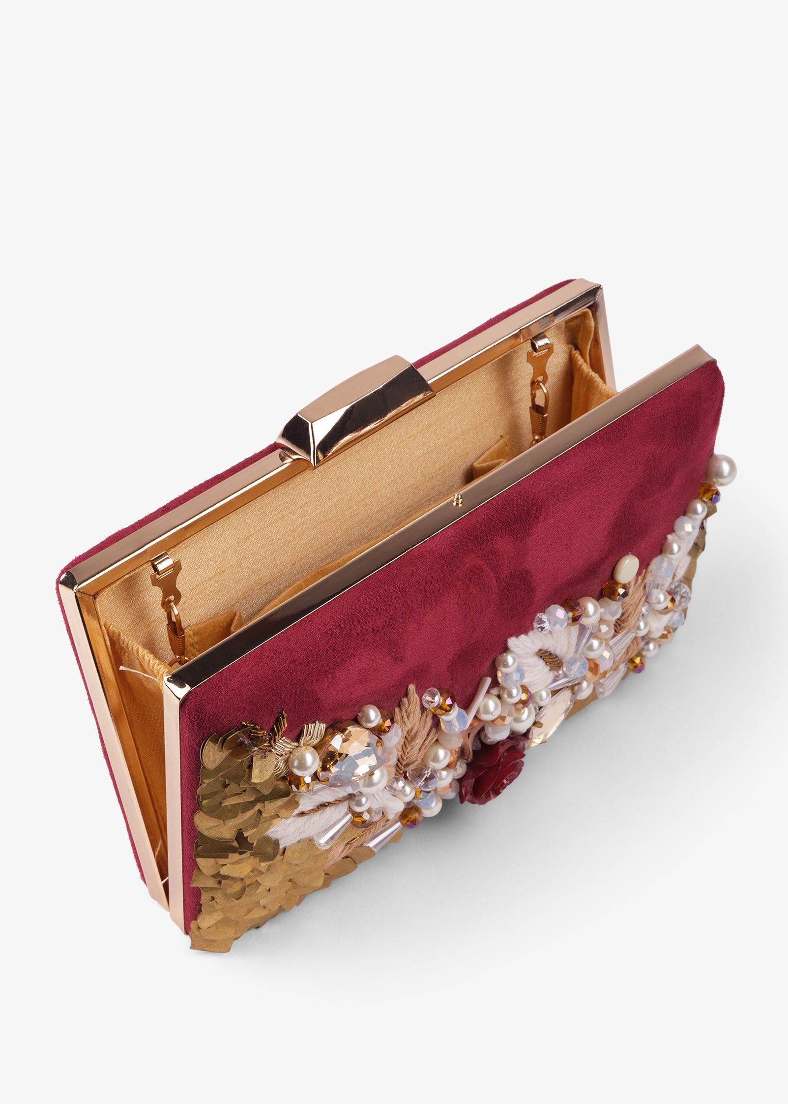 Embroidered clutch