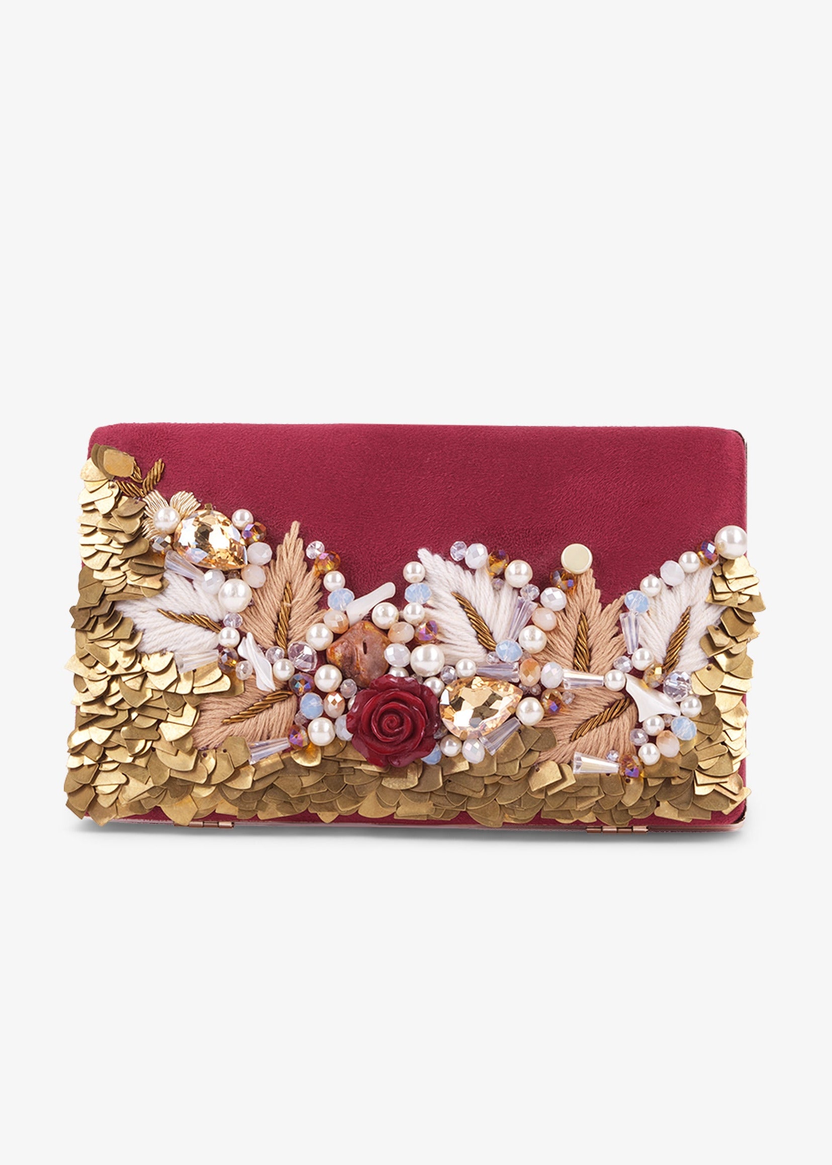 Embroidered clutch