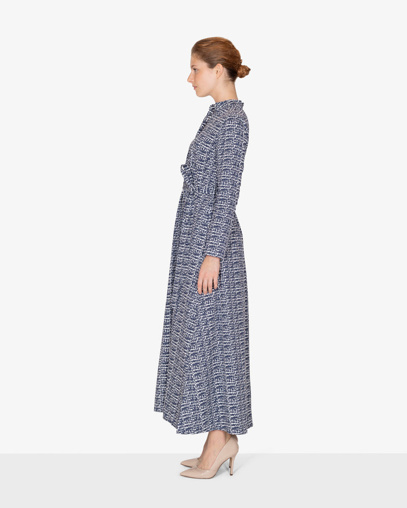 Dress with motif print in blue/white