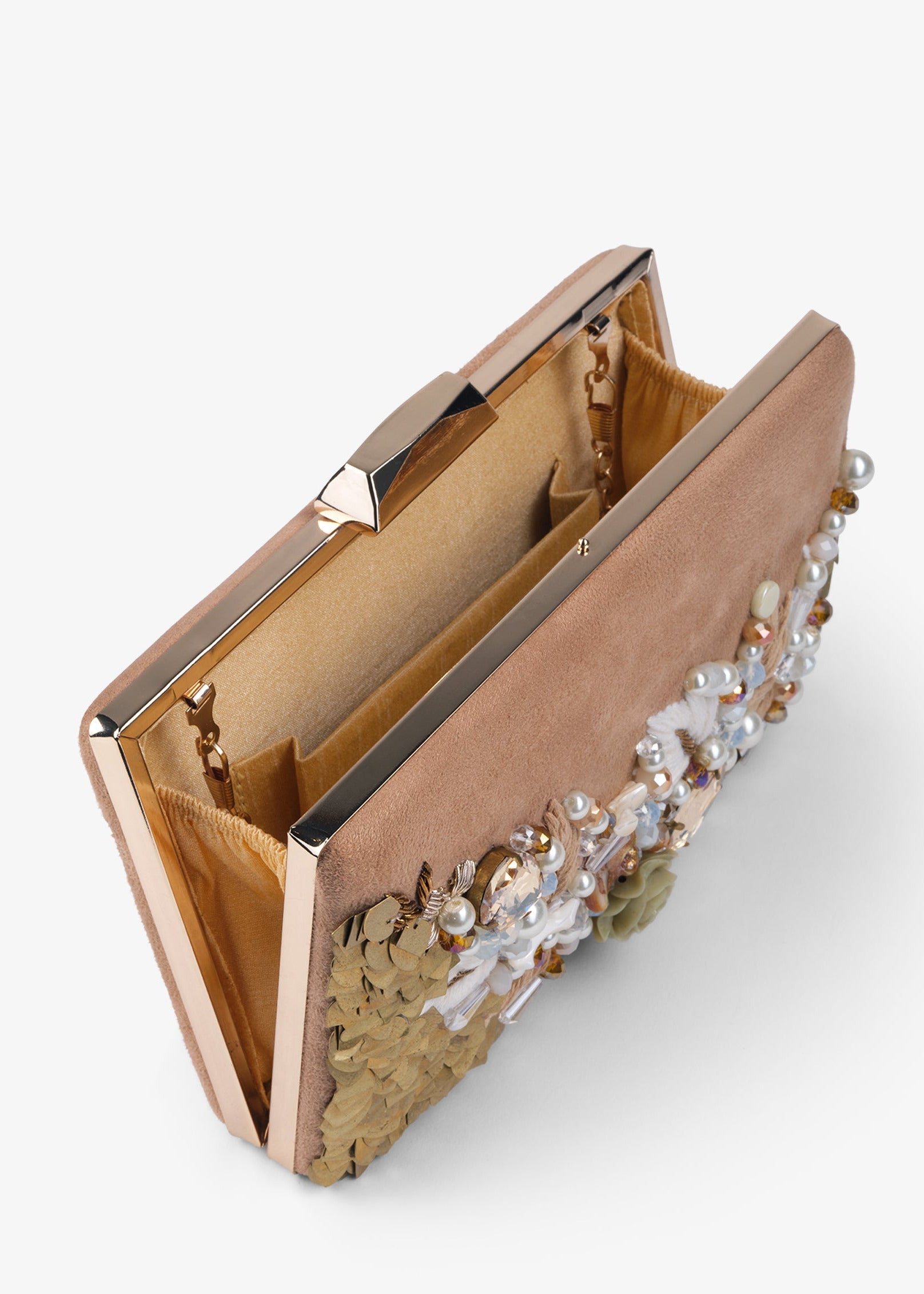 Embroidered clutch