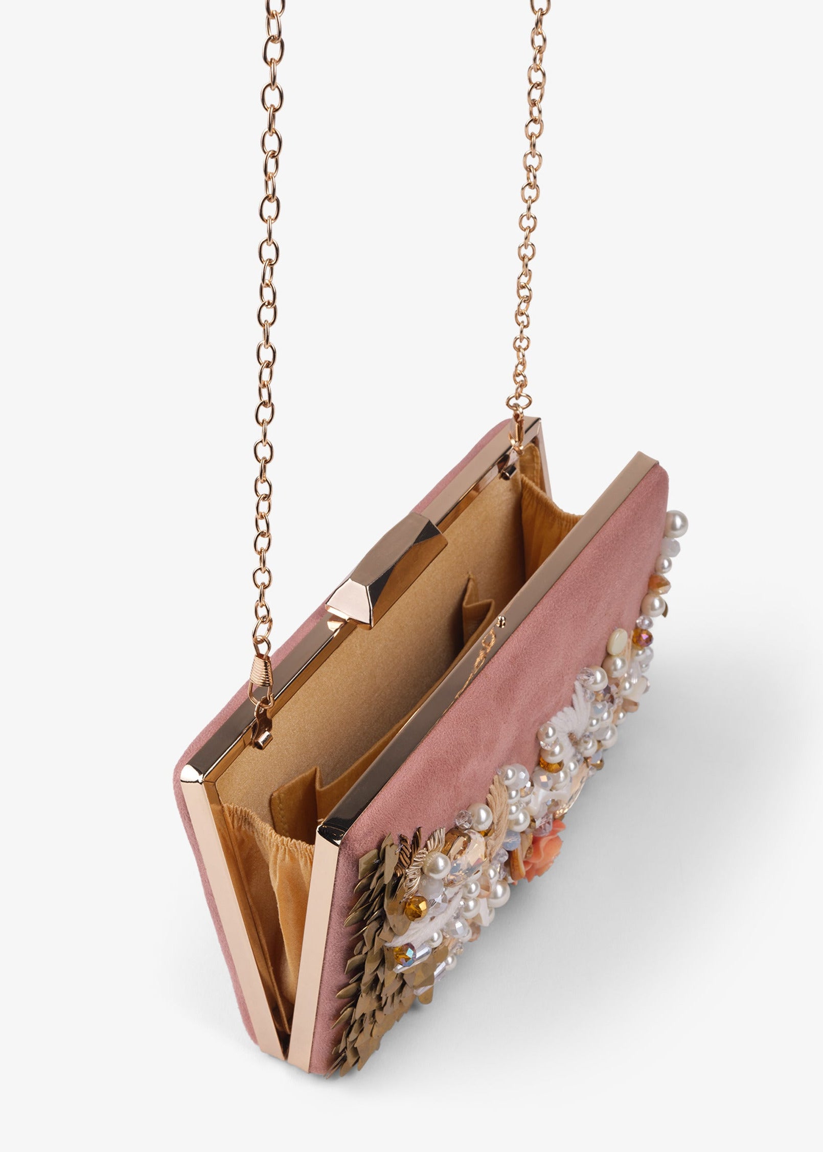 Embroidered clutch
