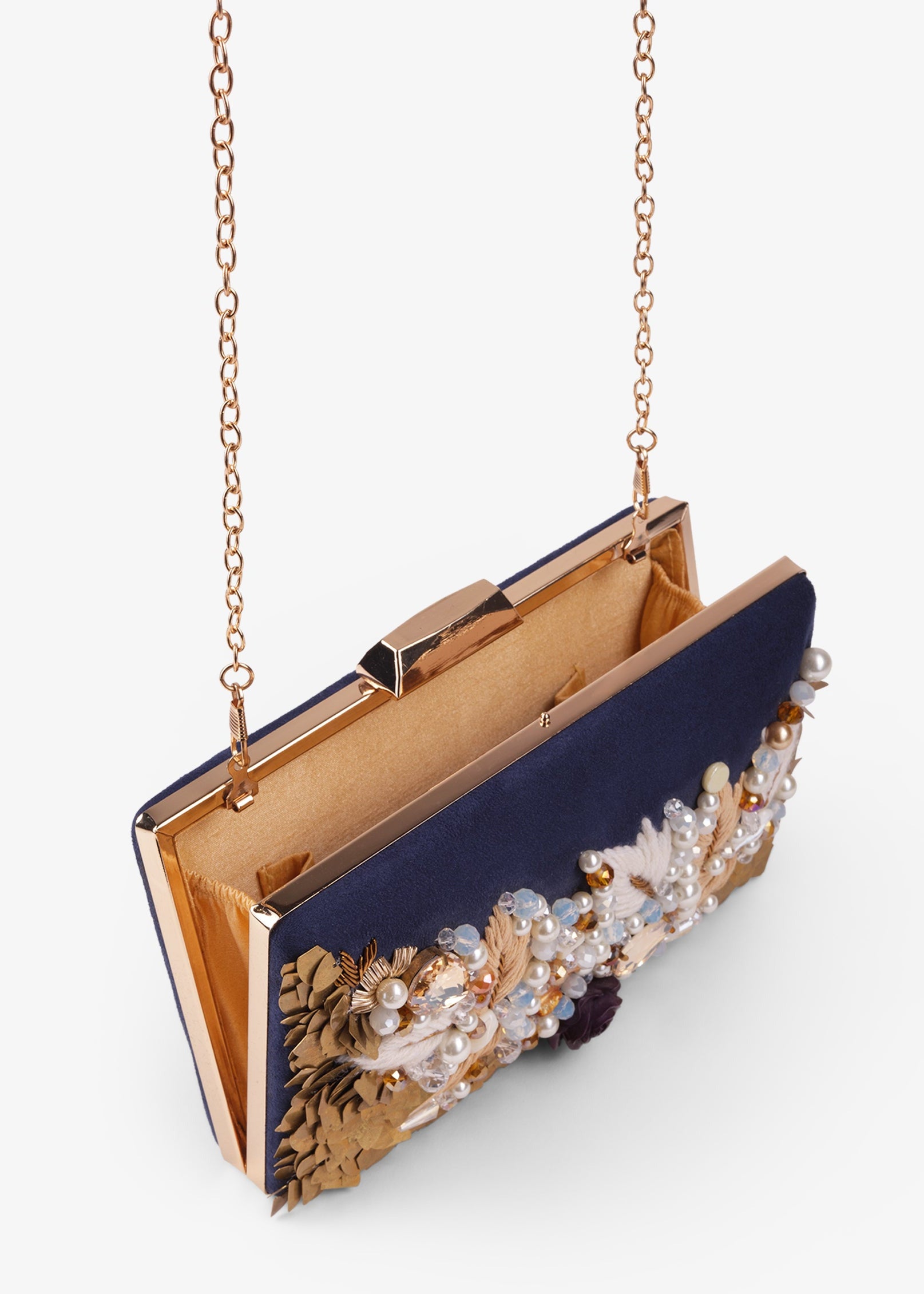 Embroidered clutch