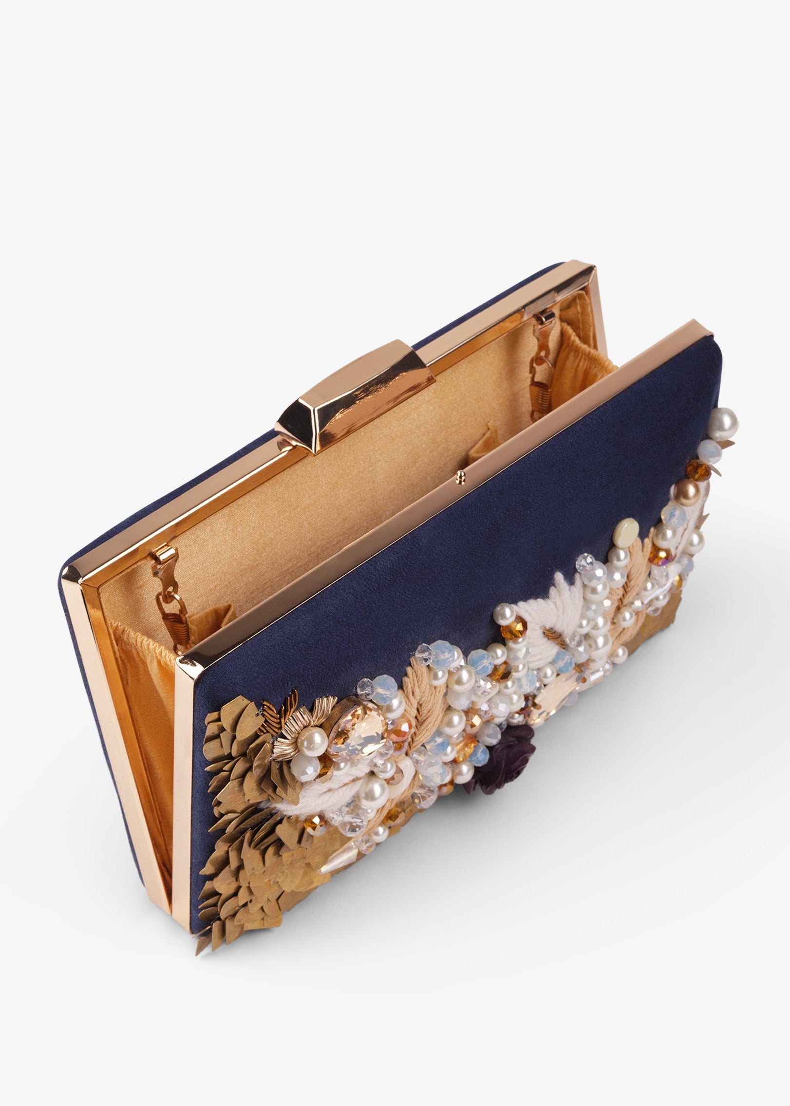 Embroidered clutch