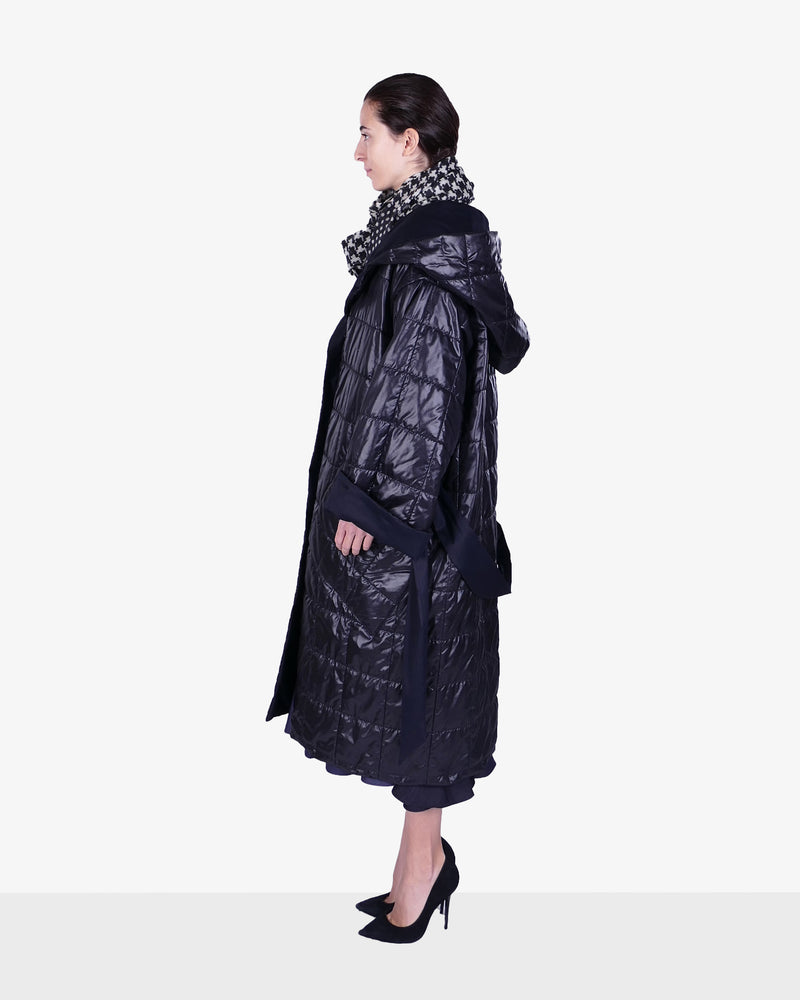 Reversible coat with large hood