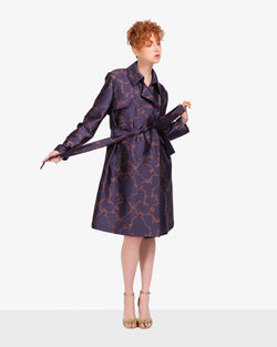 Trench coat with a printed motif