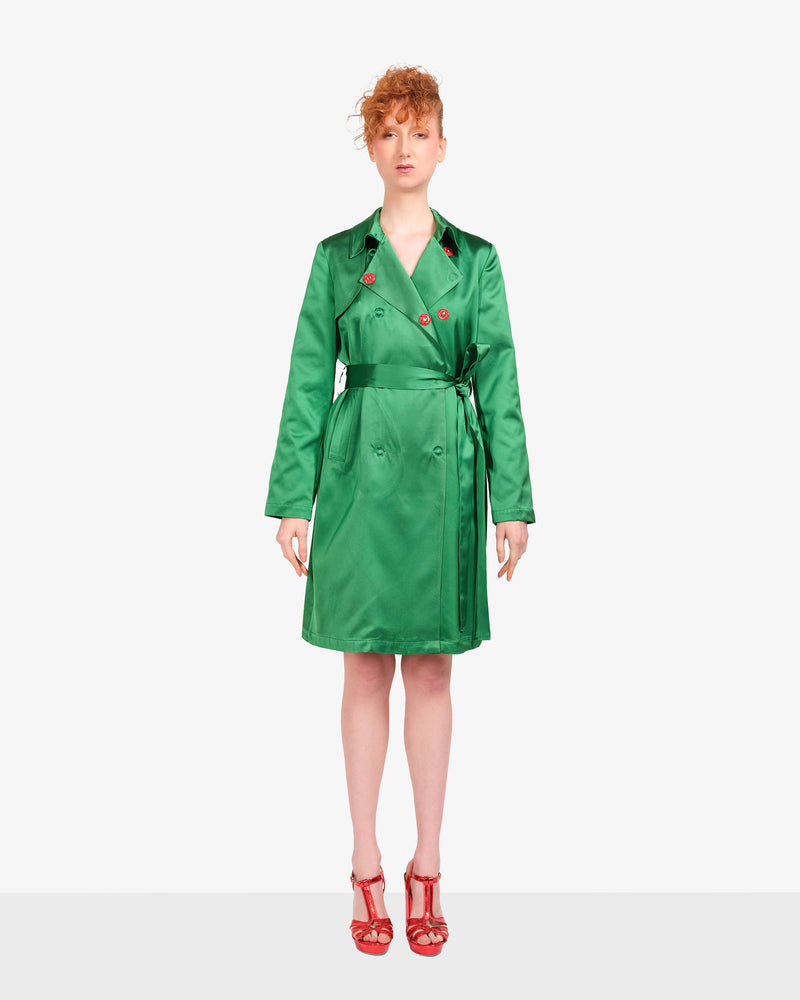 Green duchess trench coat