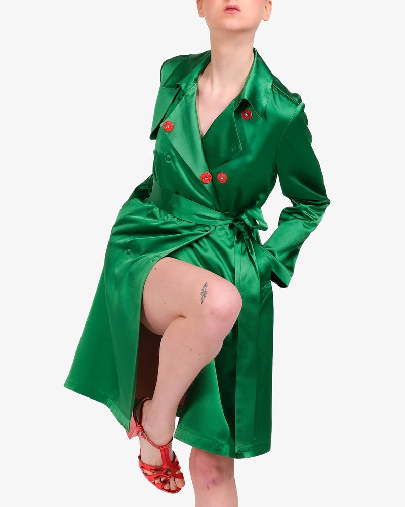 Green duchess trench coat