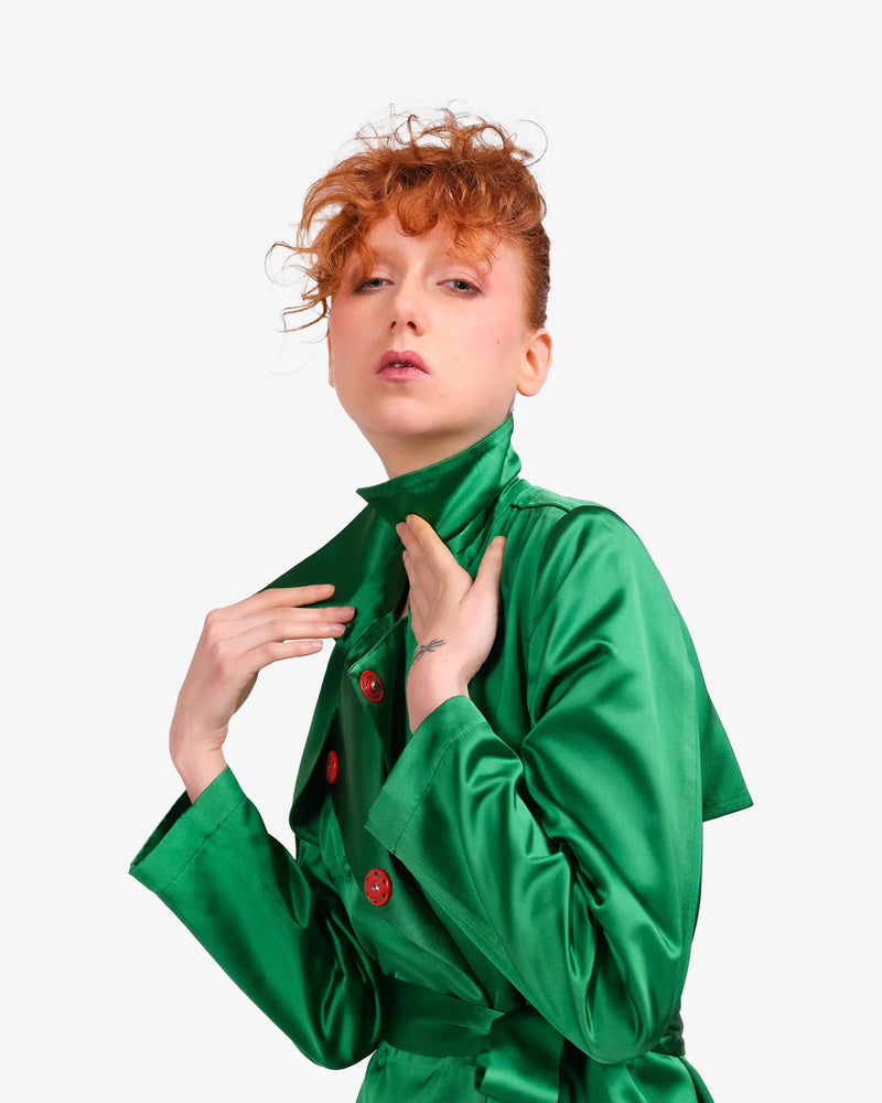 Green duchess trench coat