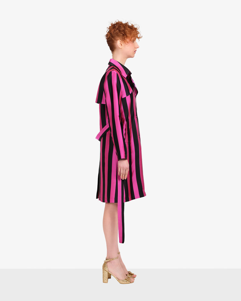 Striped duchess trench coat