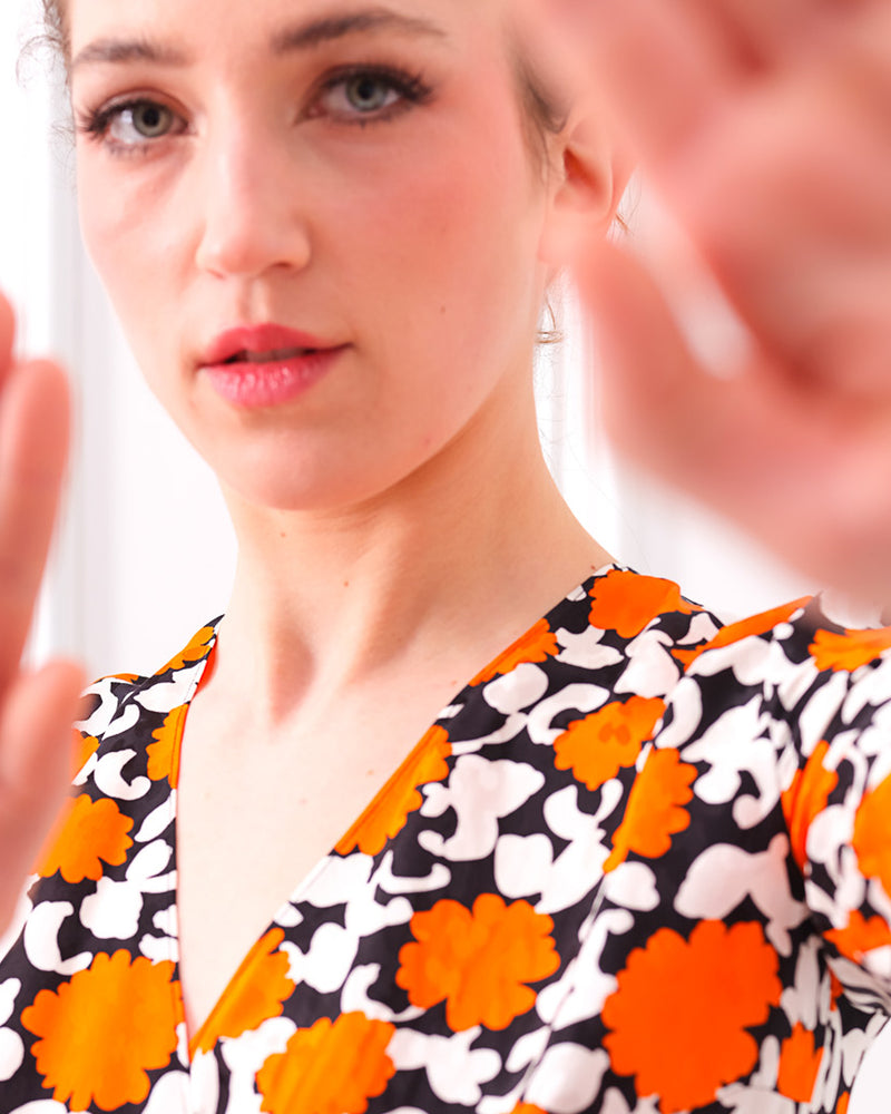 Floral print wrap dress