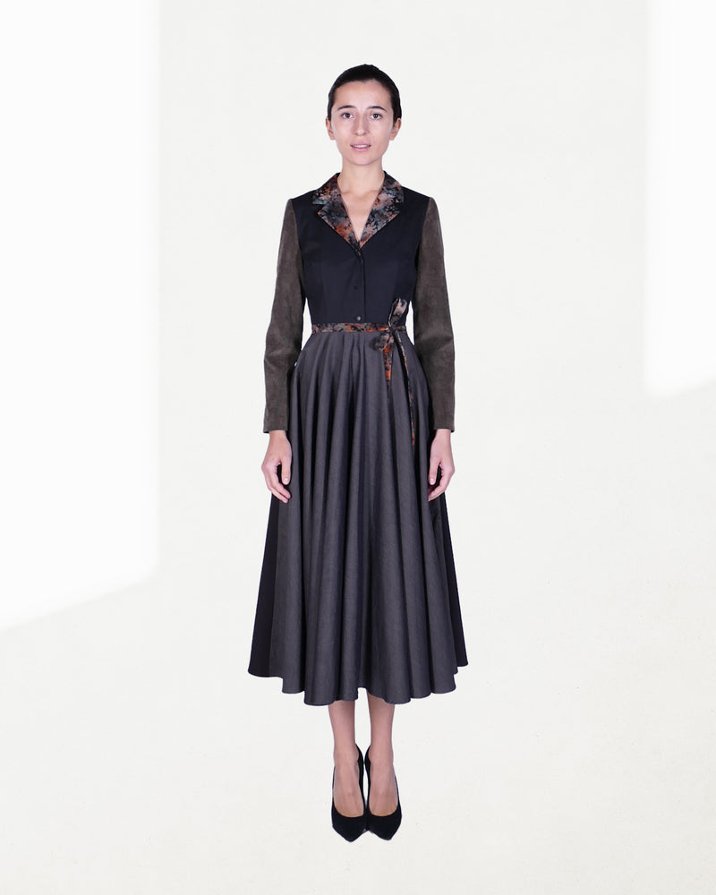 Kleid mit Knopfleiste und Kreisrock