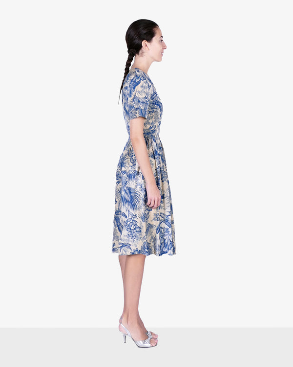 Dress with a motif print in indigo