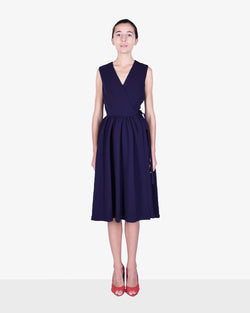 Midnight blue crepe wrap dress