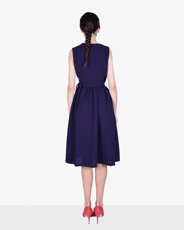 Midnight blue crepe wrap dress