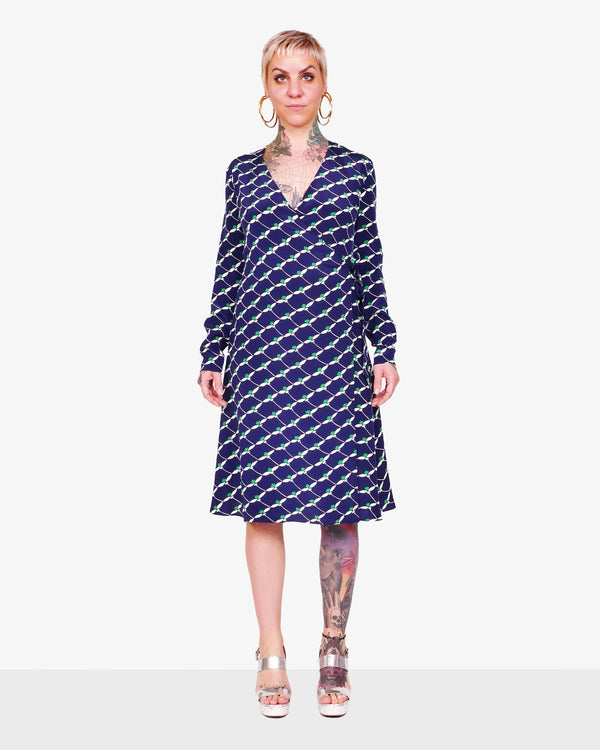 Patterned silk wrap dress