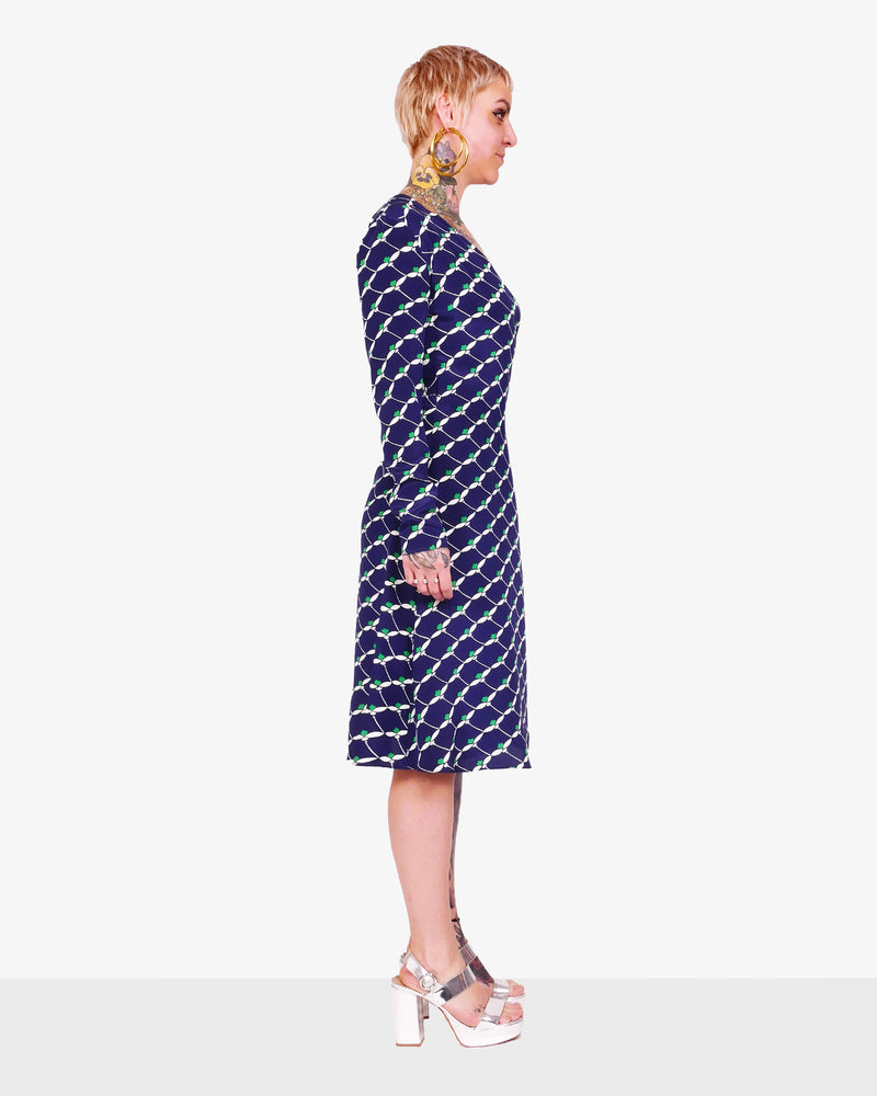 Patterned silk wrap dress