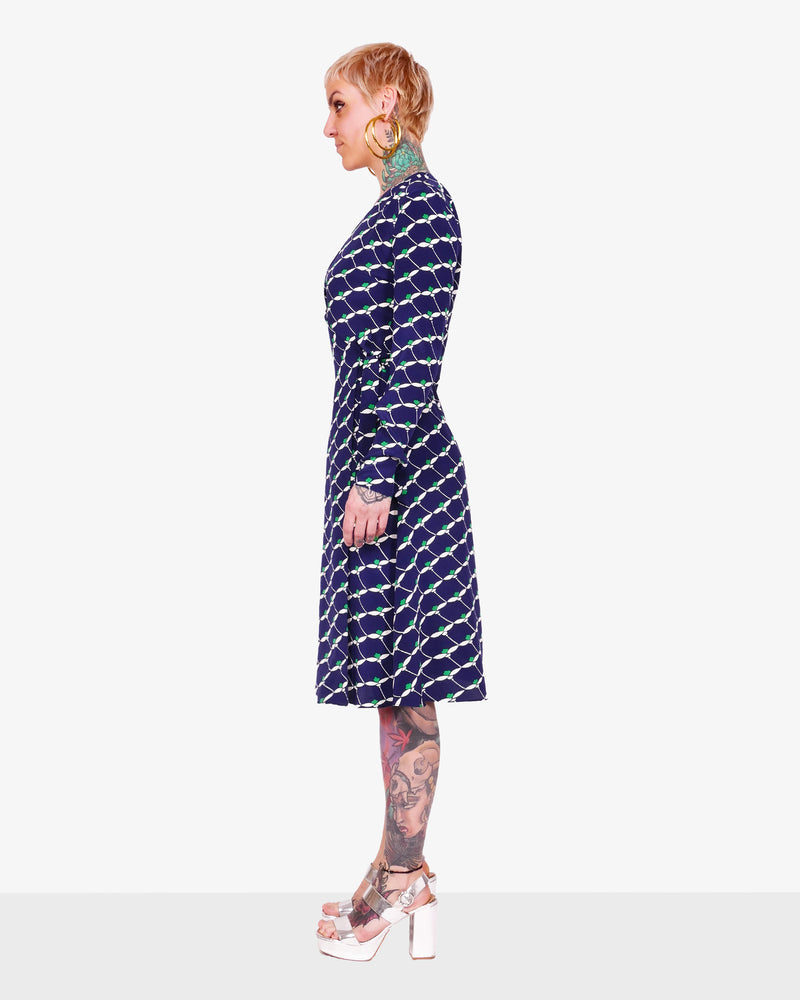 Patterned silk wrap dress