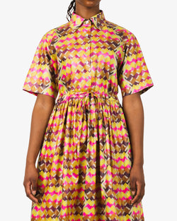 Cotton midi dress with graphic print